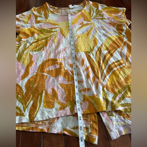 C&C California Women’s Tropical Orange and Pink Print 100% Linen T Shirt Size 1X - Picture 6 of 8